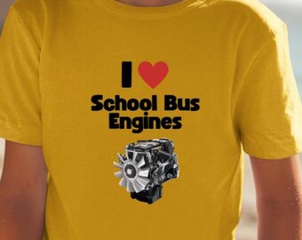 Camiseta con estampado de motores de autobús escolar juvenil - Camiseta unisex para niños