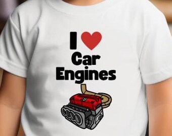 Camiseta "Me encanta el motor de coche": camiseta gráfica de 4 cilindros