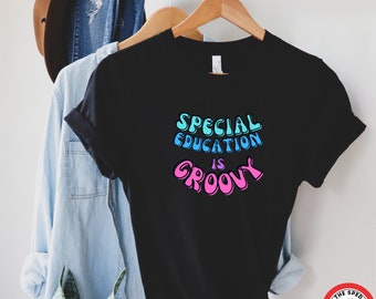 Camiseta unisex de educación especial Groovy: camiseta retro para profesores de educación especial