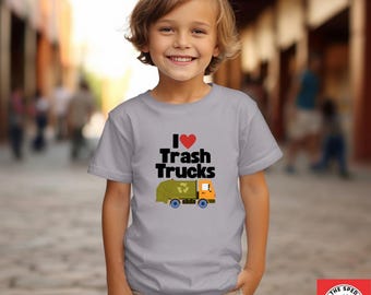 Camiseta "Me encantan los camiones de basura": Camiseta gráfica unisex para niños