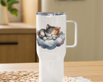 Taza de viaje con asa Amante de las mascotas Mamá gato Regalo para mamá Regalo para ella "Dreaming Kitty Haven"