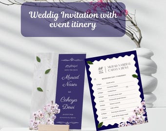 Editable Wedding Invitation Template, Minimalist Modern Design (Canva)