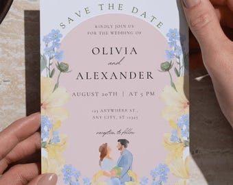 Elegant Wedding Invitation Template, Canva Editable, DIY Wedding Invite, Instant Download