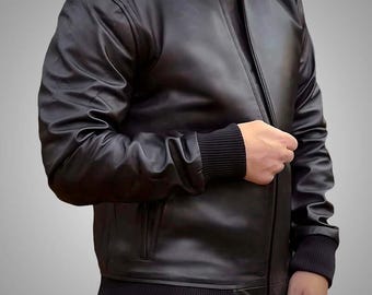 Cuir Jackets Classic Bomber Leather Jacket