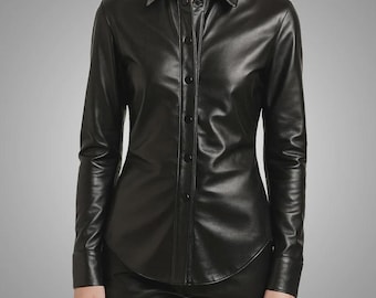 Cuir Jackets Women’s Brown Lambskin Leather Shirt