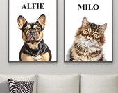 Custom Pet Portrait From Photo, Personalized Gift, Pet Memorial, Custom Dog Portraits,Pet Painting,Pet Drawing, Pet Art, Digital Download