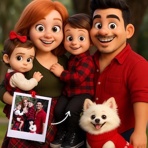Custom Pixar Style Portrait from Your Photo | Personalised 3D Cartoon Character | Couple, Family, Pet | Digital Personalized Animated Gift