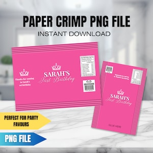 PNG Papier Crimp. Party Favor Crimpen. Chipstüte Crimp. Candy Bar Etikett, Sofort Download. Zum Selbermachen Gastgeschenk, Chocolate Crimp
