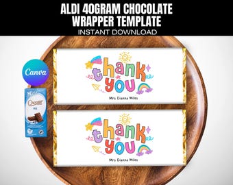 CANVA Teacher Appreciation Chocolate Wrapper Template, Teachers Gift, Printable Editable Template, Candy Bar Label, Instant download. T9