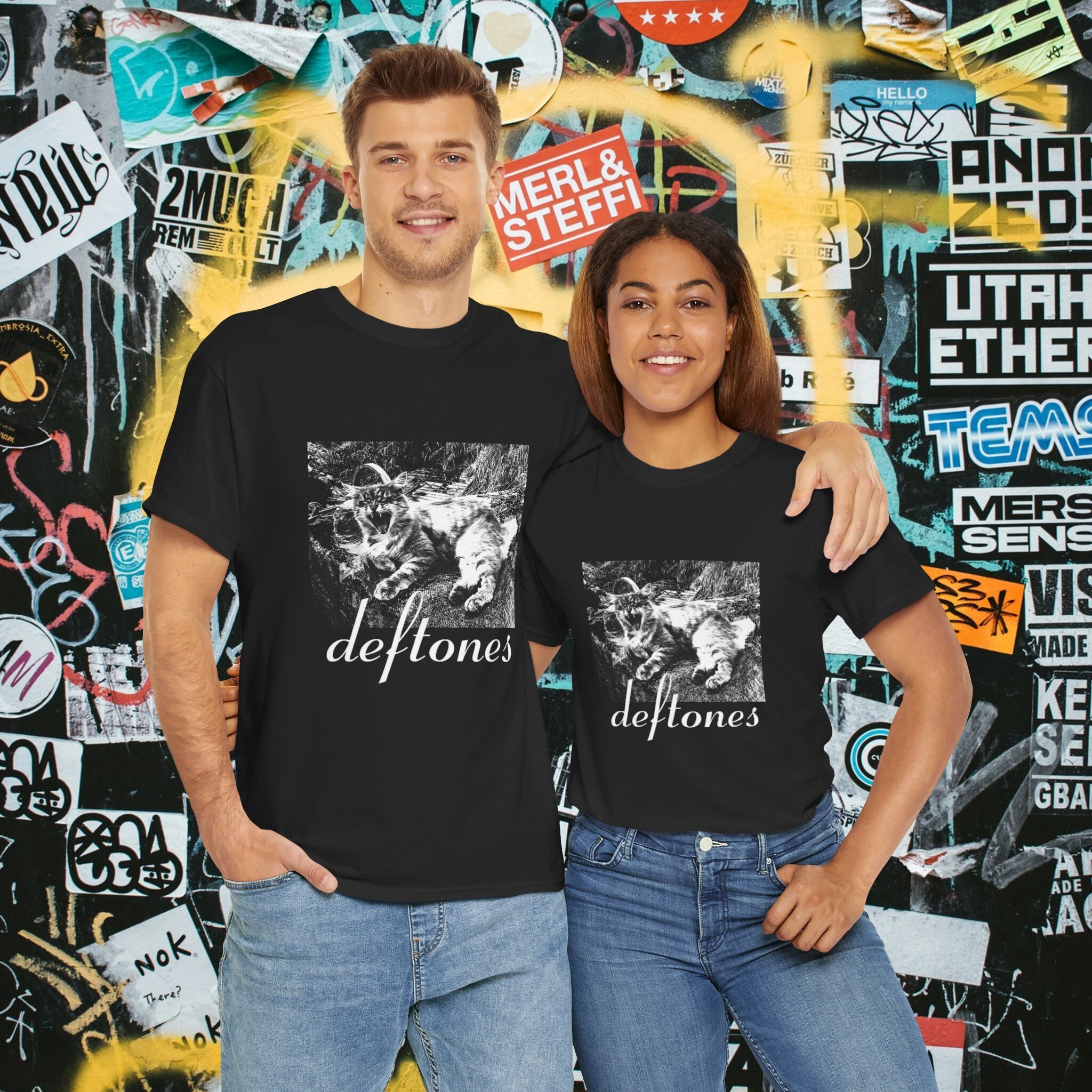Deftones Original Adrenaline Cat Vintage Design Rare Boxy Fit