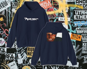 Aphex Twin Evil Face Band Hoodie Royal Colored Boxy Fit Streetwear Sweatshirt