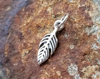 Tiny Feather Charm - Sterling Silver Small Feather - Optional Custom Length Chain - So Cute!