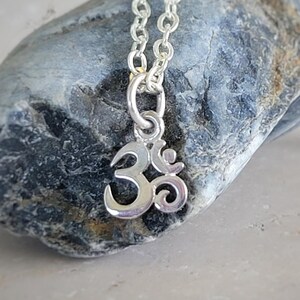 Tiny OM Necklace • Sterling Silver Aum Charm • Minimal Yoga Meditation Pendant • Hindu Buddhist Jewelry