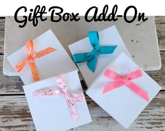 Jewelry Gift Box, White Ribbon Box, Recycled Paper Packaging, Gift Ready Add On