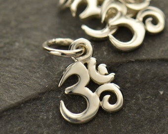 Tiny Silver Om Charm - VERY SMALL - Sterling Om Necklace Charm - Optional Custom Length Silver Chain -Yoga Jewelry - Spiritual