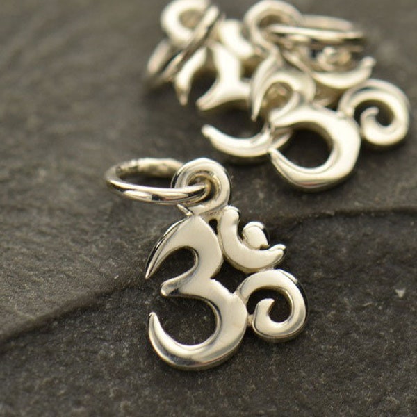 Tiny Silver Om Charm - VERY SMALL - Sterling Om Necklace Charm - Optional Custom Length Silver Chain -Yoga Jewelry - Spiritual