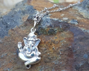 Ganesh Necklace or Charm - 18 Inch Sterling Silver - Remover of Obstacles - Elephant God - Wisdom and Prosperity - God of Success