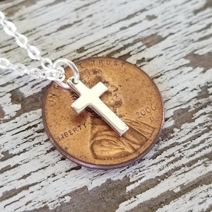 Small Silver Cross Necklace Tiny Cross on Custom Length Silver Chain with Lobster Clasp Birthstone Option First Communion image 3