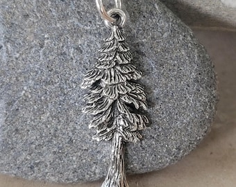 Sterling Silver Pine Tree Custom Length Necklace Or Charm