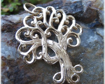 Textured Bronze Tree of Life Pendant  -  Gold Color Whimsical Tree