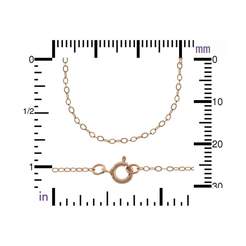 Rose Gold Chain 18 Inch 14 KT Gold Filled Rose Gold Cable Chain Made in USA 18 Pink Gold Chain afbeelding 2