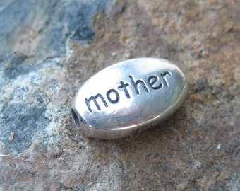 Sterling Silver Mother Word Bead - Mom Bead for DIY Jewelry - Make Your Own Mother's Bracelet