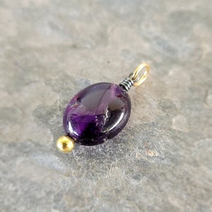 Handmade Deep Amethyst Pendant February Birthstone Sixth Chakra Optional Gold Filled Chain image 1