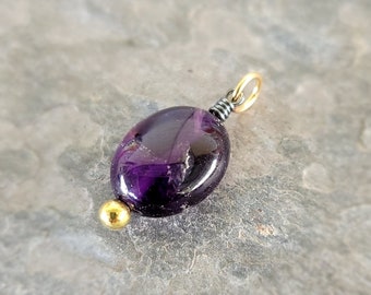 Handmade Deep Amethyst Pendant - February Birthstone - Sixth Chakra - Optional Gold Filled Chain