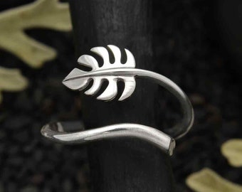 Silver Monstera Leaf Ring - Adjustable Size - Brand New - Houseplant Jewelry - Sterling Silver