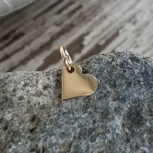 Small Gold Heart Charm Vermeil 14K Yellow Gold Flat Heart Necklace Tiny Gold Heart image 2