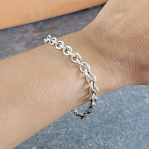Sterling Silver Charm Bracelet 7.5 Inch Chunky Empty Link 925 Italian Silver Add Your Own Charms Blank Charm Bracelet image 5