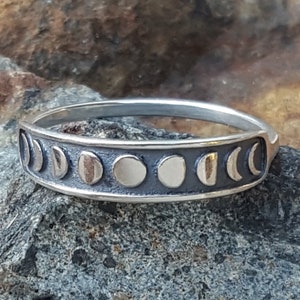 Moon Phase Ring Sterling Silver 925 Silver Moon Band Size 6 Size 8 image 5