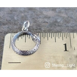 Tiny Detailed Ouroboros Snake Necklace or Charm Antiqued Sterling Silver, Very Small Snake Charm Ouroboros Necklace image 5