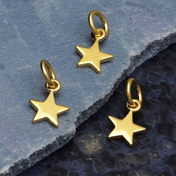 Tiny Shiny Gold Star Charm 14K Gold 