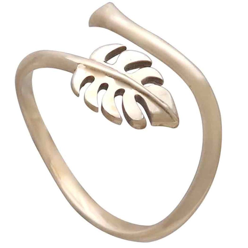 Bronze Monstera Leaf Ring Adjustable Size Brand New Houseplant Jewelry image 3