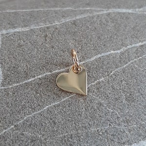 Small Gold Heart Charm Vermeil 14K Yellow Gold Flat Heart Necklace Tiny Gold Heart image 3