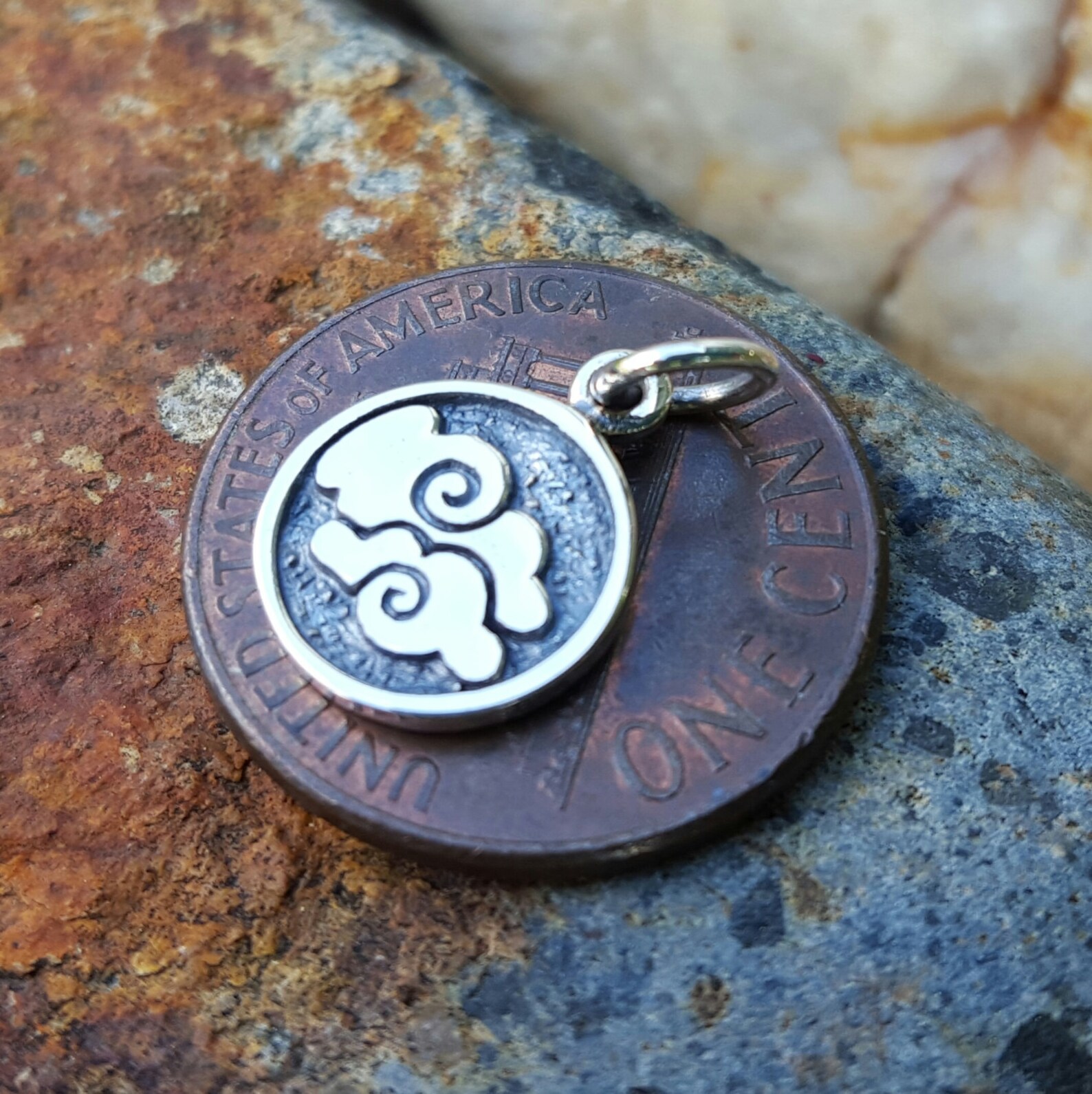 Air Element Necklace Charm Sterling Silver Air Symbol Etsy