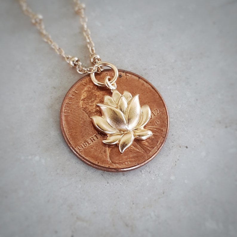 Gold Blooming Lotus Charm Vermeil Gold Lotus Necklace 24K Gold over Sterling Silver Optional Custom Length Gold Chain image 5