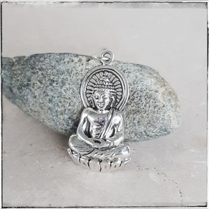 Large Silver Buddha Pendant Silver Buddha Necklace Big - Etsy