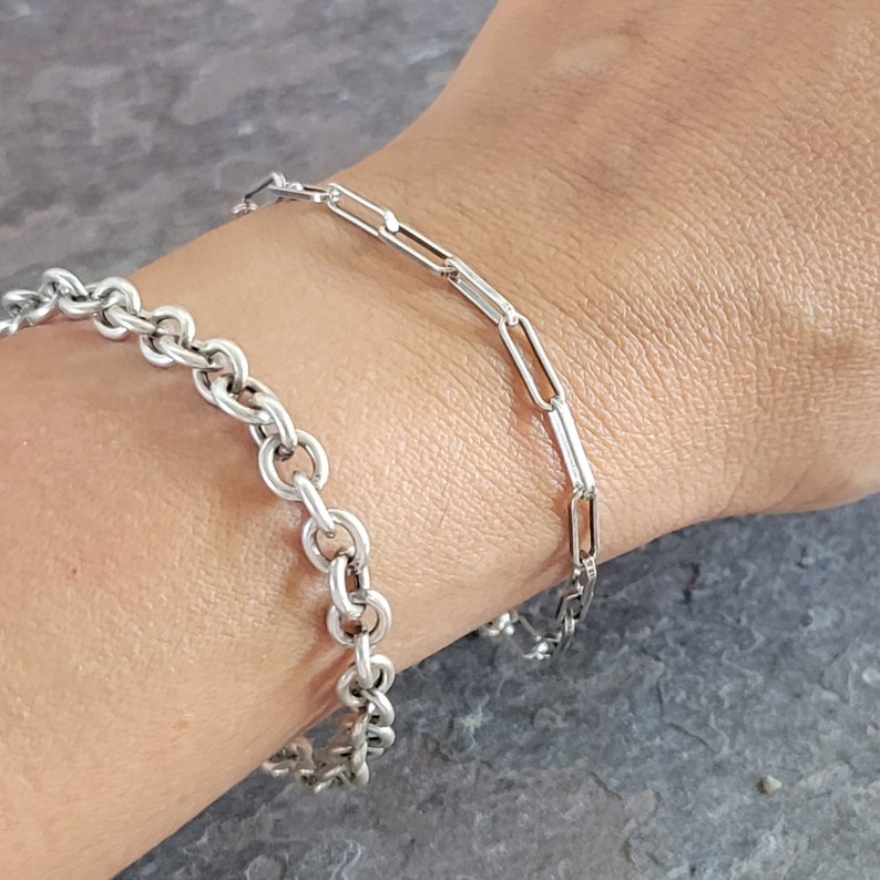 The PERFECT Sterling Silver Paperclip Chain Bracelet 7.5 Inch 925 Silver Modern Minimalist Jewelry Mother's Day Gift image 2