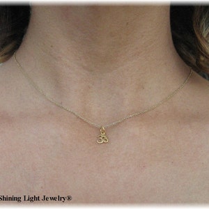 Tiny Gold Om Charm VERY SMALL Gold Om Necklace 24K Vermeil Optional Custom Length Gold Filled Chain Yoga Jewelry image 3