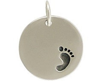 Silver Footprint Charm - Stamping Blank