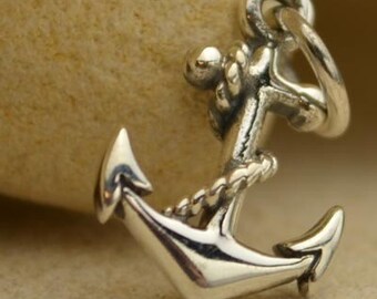 Silver Anchor Charm - Sterling Silver Small Anchor Necklace