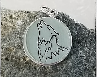 Silver Wolf Charm - Sterling Silver Howling Wolf Necklace - Spirit Animal