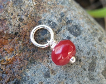 Ruby Gemstone Charm - July Birthstone - Genuine Ruby Necklace with Custom Length Silver Chain Option - Root Chakra