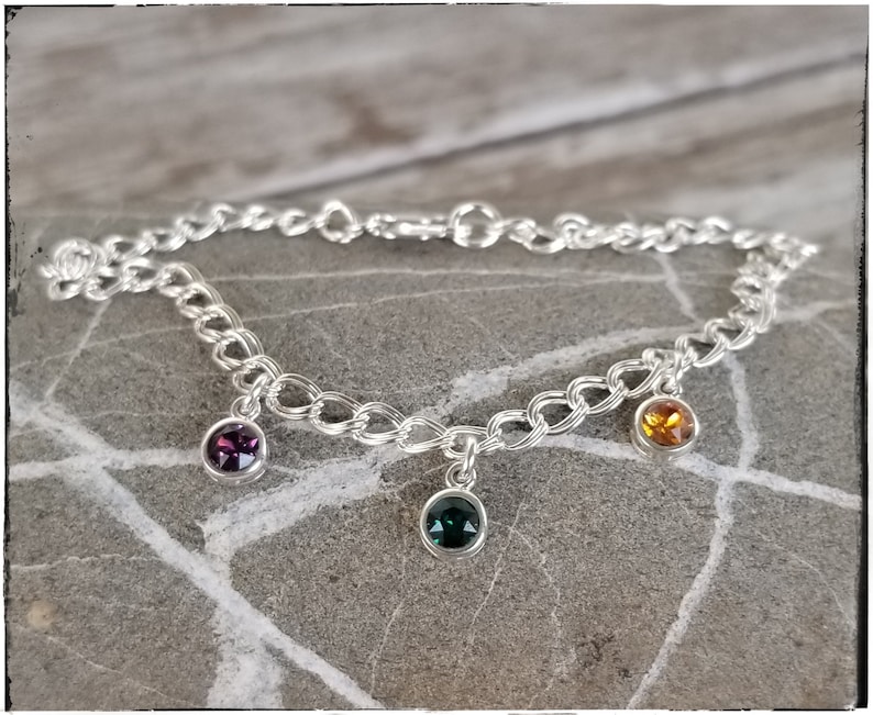 Birthstone Charm Sterling Silver Tiny Birthstone Birth Month Necklace Genuine Swarovski Crystal Optional Custom Length Silver Chain image 10