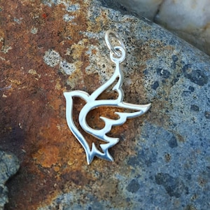 Sterling Silver Peace Dove Charm - Bird Necklace