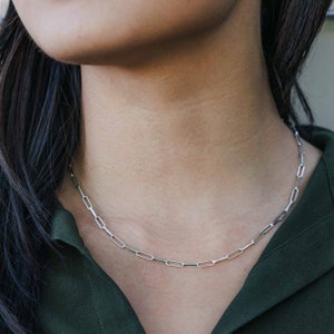 The PERFECT Sterling Silver Paperclip Chain Necklace 18 Inch Length Modern Minimalist Jewelry Mother's Day Gift image 1