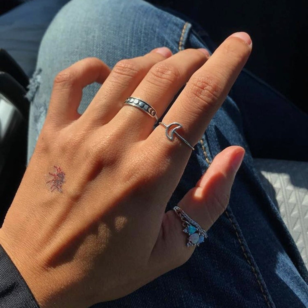 Moon Phase Ring - Sterling Silver - 925 Silver Moon Band