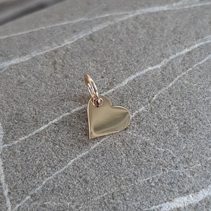 Small Gold Heart Charm Vermeil 14K Yellow Gold Flat Heart Necklace Tiny Gold Heart image 4